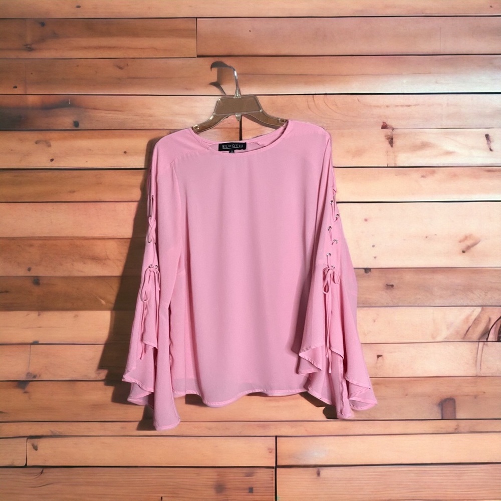 ELOQUII Boho Pink Plus Size 14 Blouse